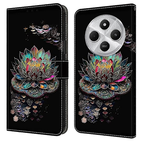TPU+PU Nahkainen Käännettävä Puhelinkotelo Xiaomi Redmi 14C 4G/14R 5G/Poco C75 4G -malleille, Kuvio Painettu Multicolor Style C