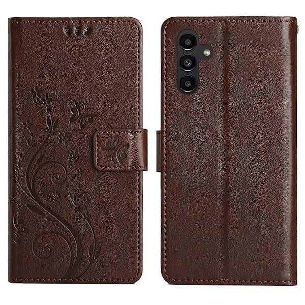 Samsung Galaxy S24 FE Kotelo PU Nahkainen Puhelinlompakkokotelo Hihnalla - Harmaa Multicolor Brown
