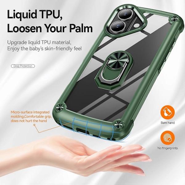 Skal till iPhone 16 Plus med linsskydd i legering, PC+TPU, stativ Multicolor Style F