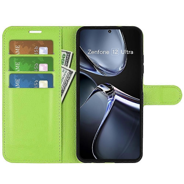Til Asus Zenfone 12 Ultra 5G Etui Litchi Tekstur Stødsikkert Læder Wallet Telefon Cover Multicolor Green