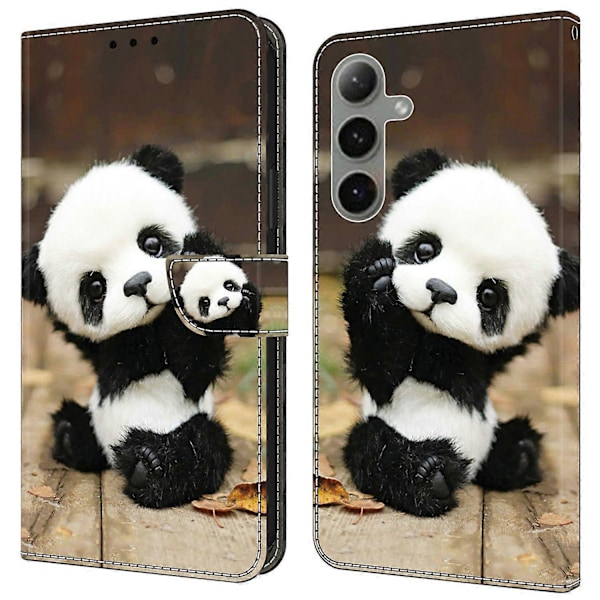 För Samsung Galaxy S24 FE Fodral Mönstertryckt Skyddande Läder Flip Telefonfodral- Multicolor Panda