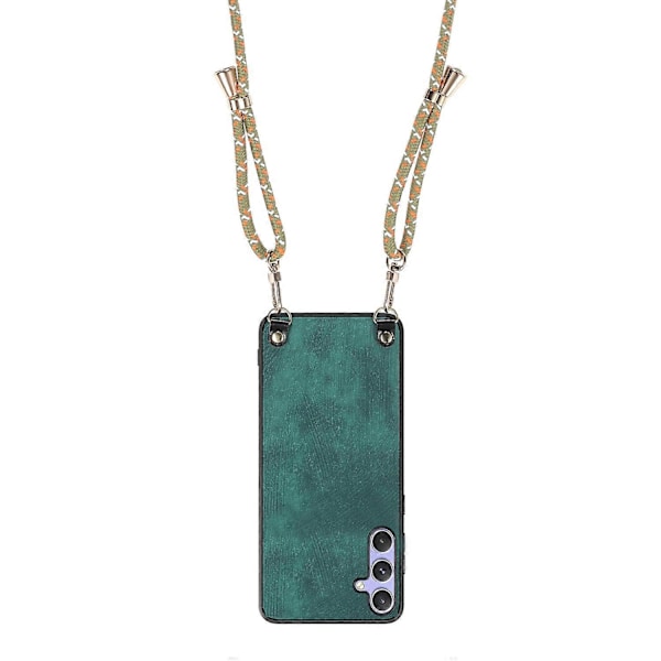 Retro skinndeksel til Samsung Galaxy A06s med justerbar stropp Multicolor Green