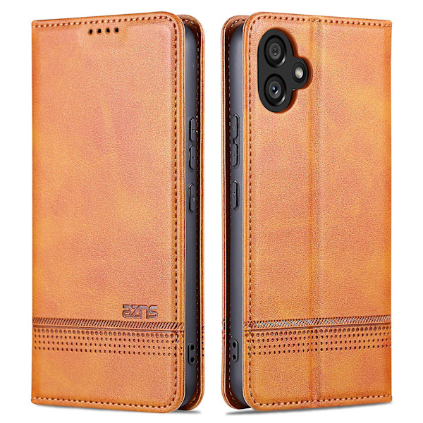 Azns Pu Läder Phone case För Samsung Galaxy A04e 4g, Stativ Magnetic Absorption Flip Cover Brown