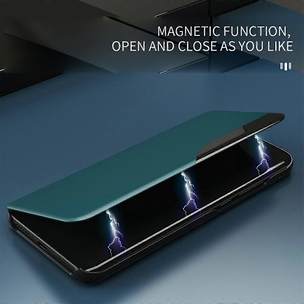 Ikkunallinen läppä nahkainen puhelinjalusta suojakotelo Samsung Galaxy S21+ 5G -puhelimelle, puhelintarvikkeet Multicolor Style D