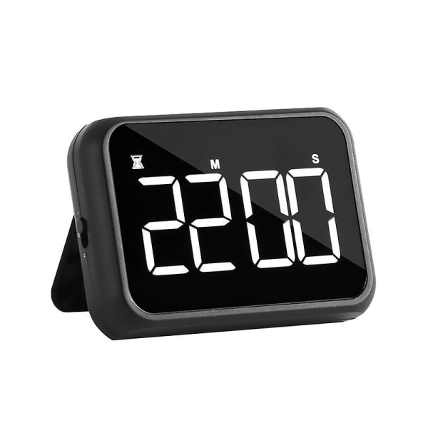 Genopladelig Stor Skærm LED LCD Elektronisk Timer Påmindelse Vækkeur Køkken Bage Nedtællingstimer black