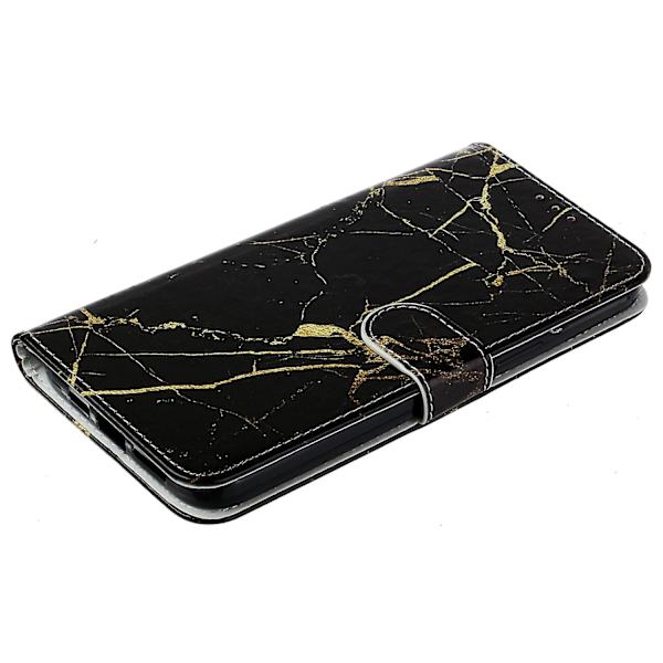 För Iphone 15 Pro Plånboksställ Pu Läder Phone case Mönster Utskrift Anti-dropp cover Black Gold Marble