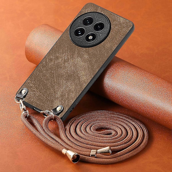 Retro læder telefoncover til OnePlus 13 med justerbar rem Multicolor Style B