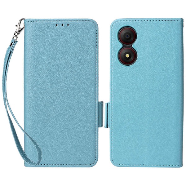 För ZTE Blade A34 Mobilskal Läder Litchi Textur Skydd med Magnetlås Multicolor Baby Blue