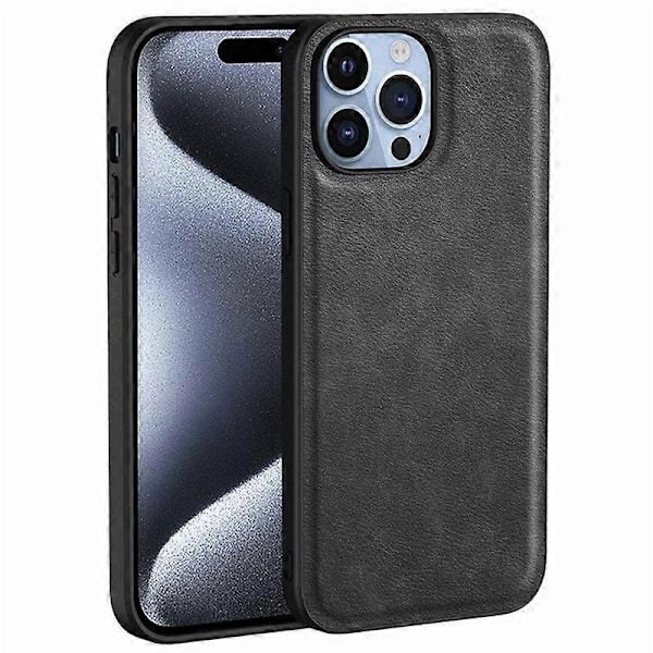 Mobilskal för iPhone 15 Pro Max Fodral PU Läderbelagd TPU+PC Smartphone Skal Multicolor Style A
