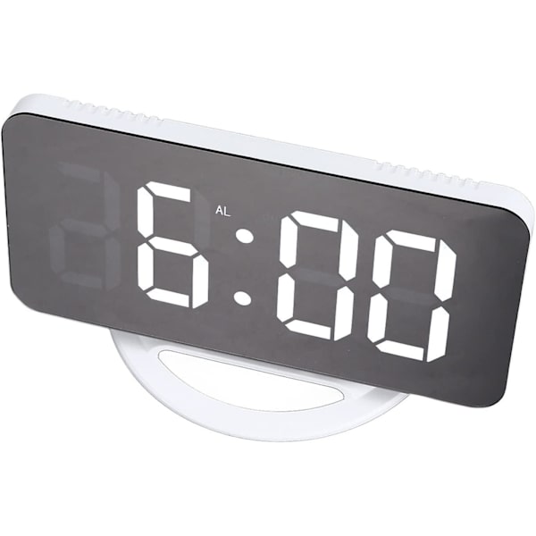 Spegelklocka USB -laddning Vibrationslarmfunktion LED-vibrationsväckarklocka Abs förinställd snooze med 4 funktionstangenter för sovrum till vardagsrum