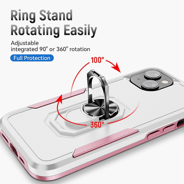 Stødsikkert PC+TPU cover til iPhone 15 med ringholder og anti-fald funktion Multicolor Style A