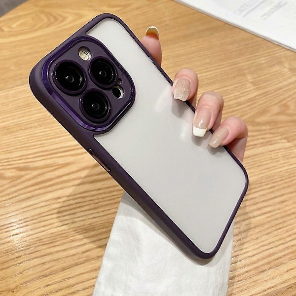 För iPhone 15 Pro Skal Transparent TPU+PC+Glas Telefonskydd Multicolor Style D