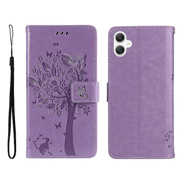 KT Imprinting Flower Series-3 Fodral för Samsung Galaxy A06 Katt Träd Mönster Flip Läder Telefonskydd Multicolor Style C