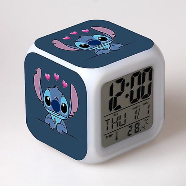 Stitch Väckarklocka Stitch Barnpresent Färgbyte Fyrkantig väckarklocka Julklapp Flera typer style 19