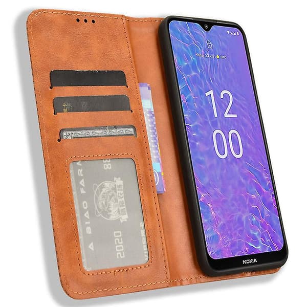 För Nokia C210 Case Plånbok Retro Pu Läder Skyddstelefon Cover Brown