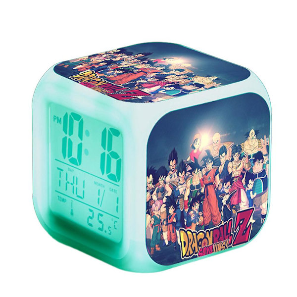 Dragon Ball LED Digital Vækkeur 7 Farverigt Lys Soveværelsesdekoration Med Tid, Temperatur, Alarm, Dato Til Børnegaver B