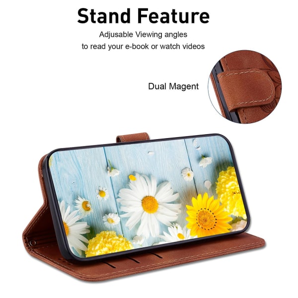 För Xiaomi Redmi Note 12 Pro+ 5g Telefon Case Stativ Plånbok tryckt Flower Cover Brown
