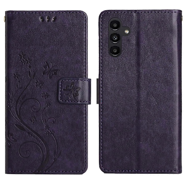 För Samsung Galaxy S24 FE Fodral PU Läder Plånboksfodral med Rem - Grå Multicolor Dark Purple