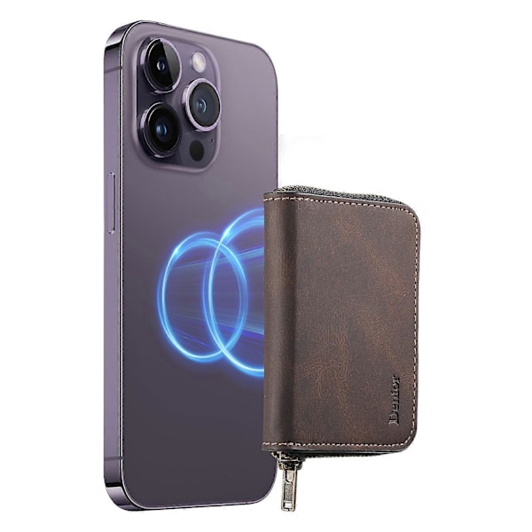 DENIOR V17 Lynlås Kortetui Kompatibelt med MagSafe Hudvenligt Læder Telefon Kort Holder Stativ Multicolor Style C