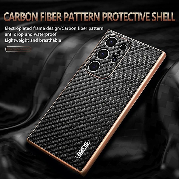 AZNS Skal för Samsung Galaxy S23 Ultra Elektroplätering Kolfibertextur PU+TPU Telefonskydd Multicolor Style C