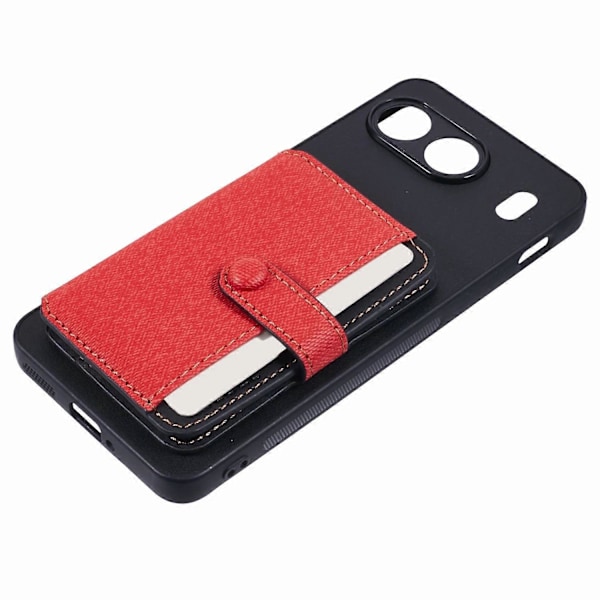 OnePlus Nord 4 -puhelimen suojakuori, liimattava korttitasku, värien sovitus ja jalusta - Harmaa Multicolor Red