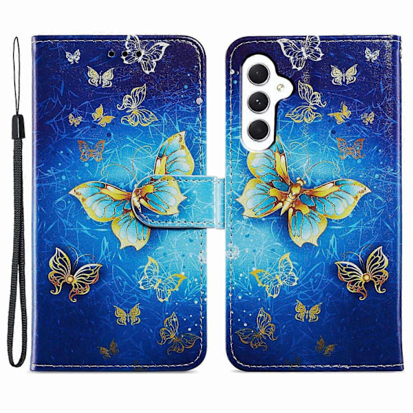 PU læder telefoncover med pung, stativ og mønsterprint til Samsung Galaxy S23 FE med rem Multicolor Style Q
