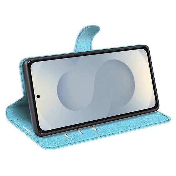 Til Samsung Galaxy S25 Edge Etui Litchi Tekstur Stødsikker Læderpung Telefoncover Multicolor Blue