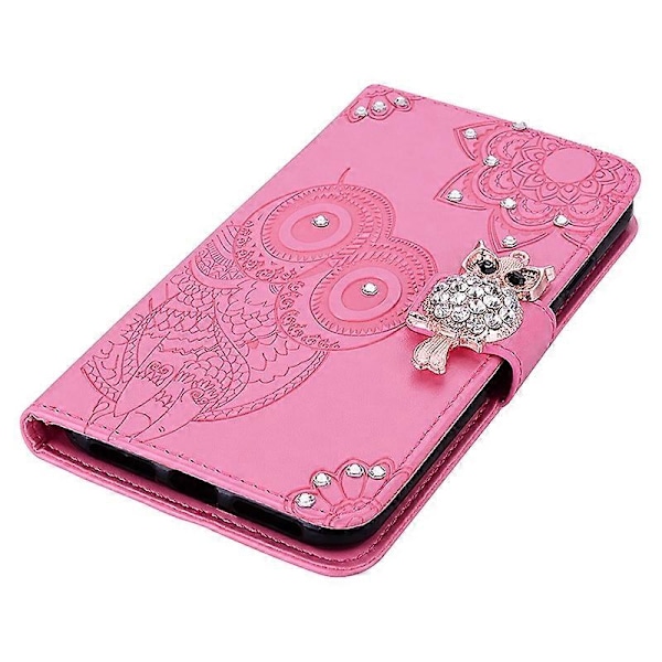 Til Samsung Galaxy S23 FE Cover Ugle Blomst Præget Rhinestone Læder Telefon Stand Cover Multicolor Style C