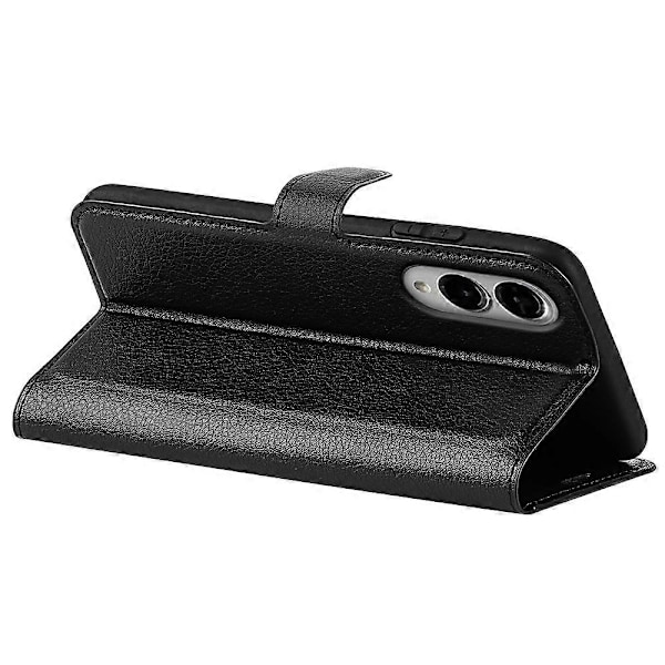 För Samsung Galaxy S25 Edge Fodral Litchi Textur Stötsäkert Läder Plånboks Telefonfodral Multicolor Black