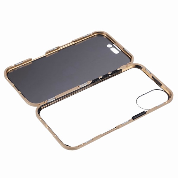 iPhone 16 -puhelimelle tarkoitettu Anti-Spy -kotelo, magneettinen metallikehys + kaksipuolinen karkaistu lasinen puhelinkuori - Vihreä Multicolor Gold
