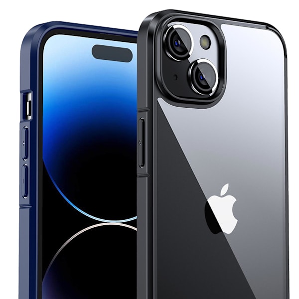 För Iphone 15 Plus Crystal Clear Series Pc+tpu phone case Transparent baktill skyddande cover Black