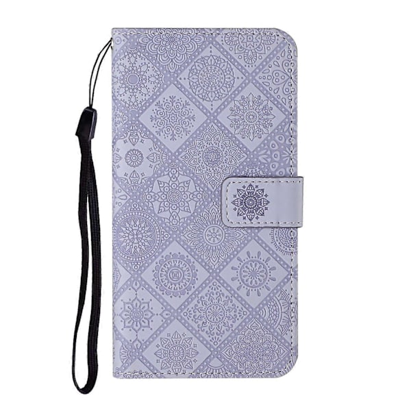 Præget Blomsterpung Læder Beskyttelsesetui Magnetisk Lås Flip Cover til Samsung Galaxy A22 5G