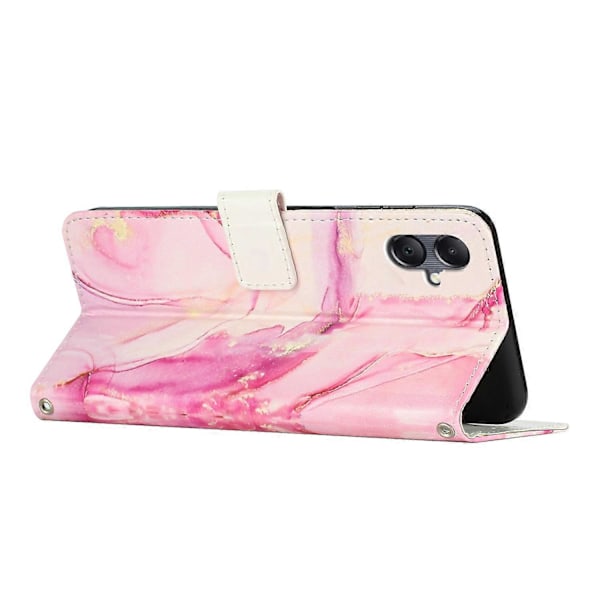 Til Samsung Galaxy A06 Stand Case Marmormønster PU Læder Wallet Telefon Cover med Håndledsrem Multicolor Rose Gold