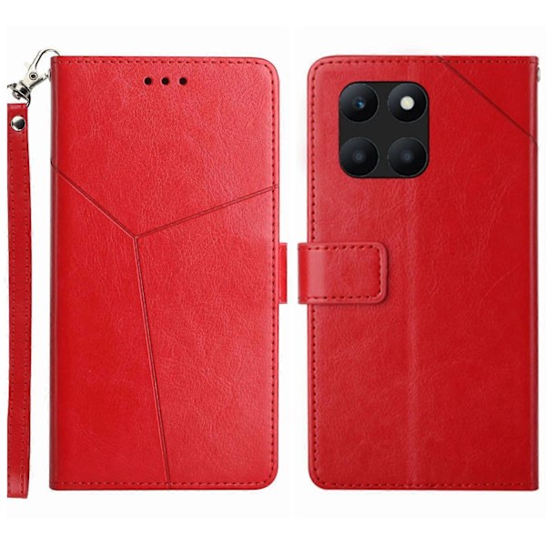 Lompakkokotelo Honor X6a 4G:lle, Y-muotoinen viivakuvioitu jalustallinen puhelinkotelo PU-nahkakuori Multicolor Style E