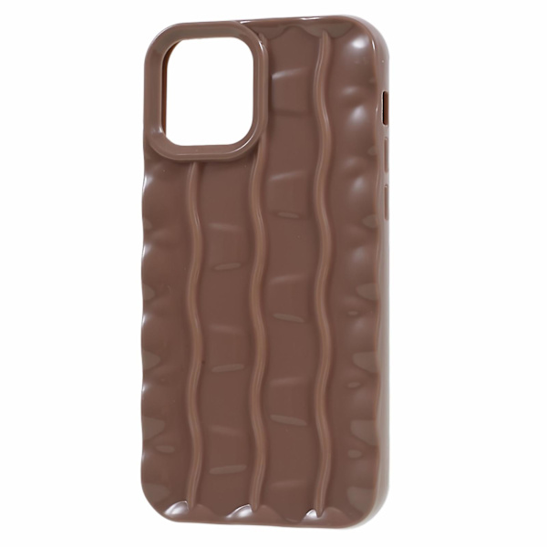 För Iphone 12 Pro Max Tpu phone case 3d randigt mönster Anti-Scratch cover Brown