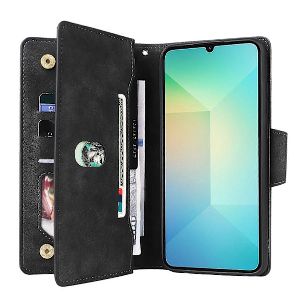 Til Samsung Galaxy A06 Etui Lynlås Pung Læder Støtteben Telefon Cover Nittedekor Multicolor Style C
