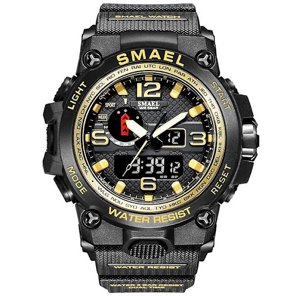 Smael 1545d Nattljus Vattentät Outdoor Watch Röd Gold