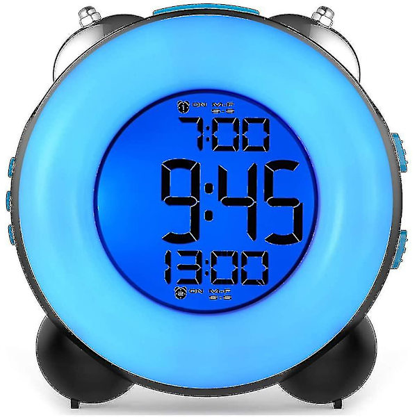 Højlydt Vækkeur Til Tunge Sovere Med Valgfri Alarm Dobbelt Alarm Indstilling Snooze Funktion (Helblå) #yg
