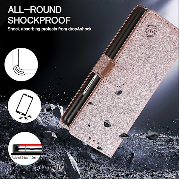 Skal för Samsung Galaxy Z Fold5 5G, enfärgat skyddande fodral PU-läder plånboksfodral Multicolor Style D