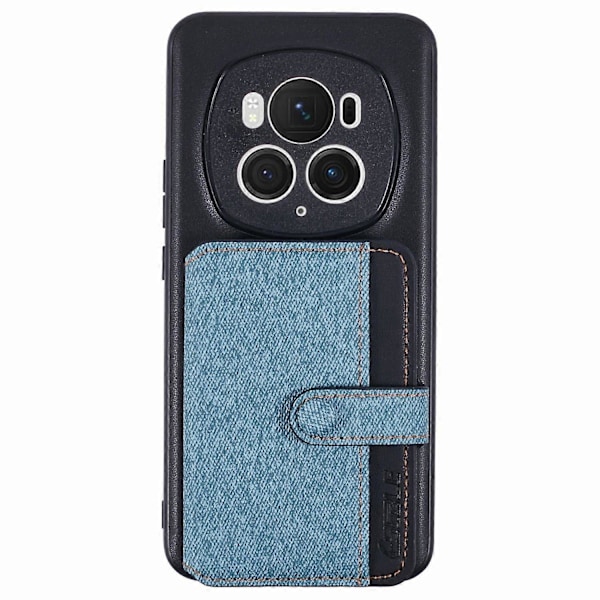 Honor Magic6 Pro 5G -puhelimen suojakotelo, liimattava korttitasku, värisovitettu, jalustalla - Harmaa Multicolor Blue