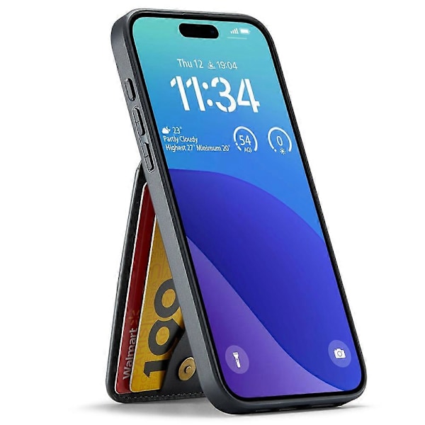 FIERRE SHANN iPhone 16 Pro Etui Kortholder Støtteben Læder RFID-blokering Bagcover Multicolor Style A