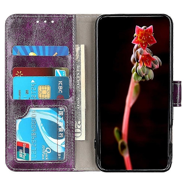 Iskunkestävä PU-nahkainen suojakotelo jalustalla ja lompakolla Honor 90 -puhelimelle, retrotyyli Multicolor Style D
