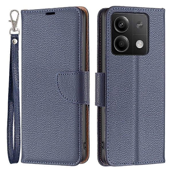 Plånboksfodral i PU-läder med Litchi-textur för Xiaomi Redmi Note 13 5G Multicolor Dark Blue