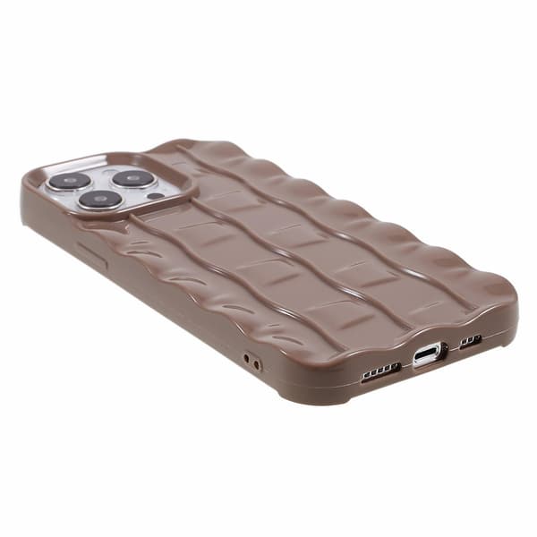 För Iphone 14 Pro 3d Stripes Pattern Phone case Flexibelt Tpu Stötsäkert cover Brown
