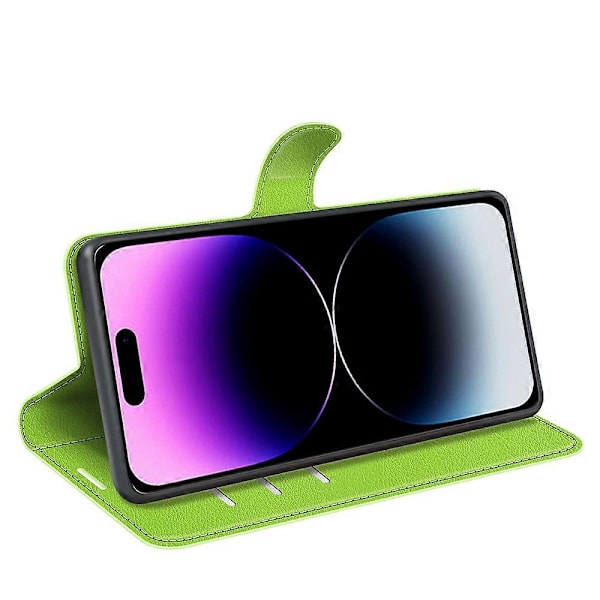 Støtsikkert lommebokdeksel i PU-lær med stativ til iPhone 15 Pro Multicolor Style F