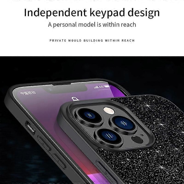 SULADA Baksidesskydd för iPhone 15 Pro, PU Läderbelagd PC+TPU Glitter Paljetter Mobilskal Multicolor Style C