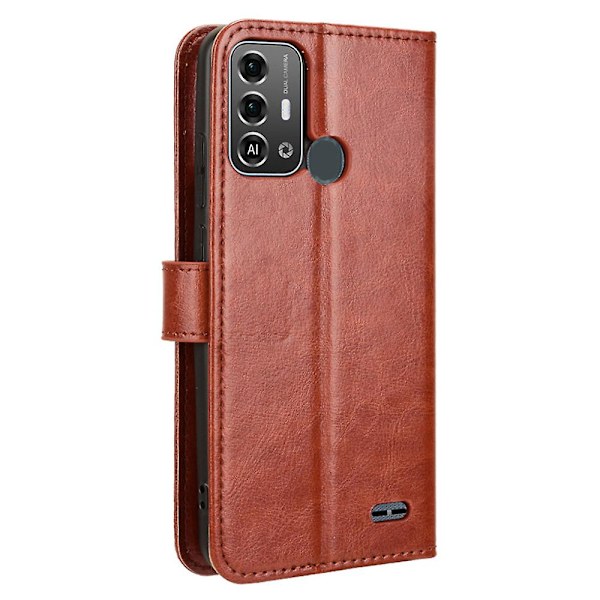 För Zte Blade A53 Pro Case Läder Cover Med Plånboksställ Brown