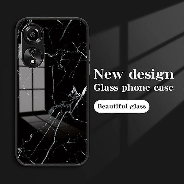 Deksel til Oppo A78 4G Marmordesign Herdet Glass+PC+TPU Anti-ripe Telefondeksel Multicolor Style F