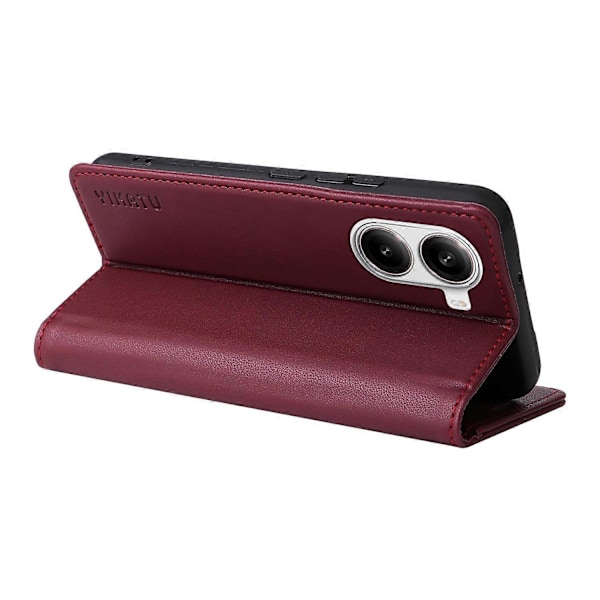 För Xiaomi Redmi Turbo 4 5G/Poco X7 Pro 5G Mobilskal YIKATU Magnetisk Stängning PU Läder Mobilskydd Multicolor Wine Red