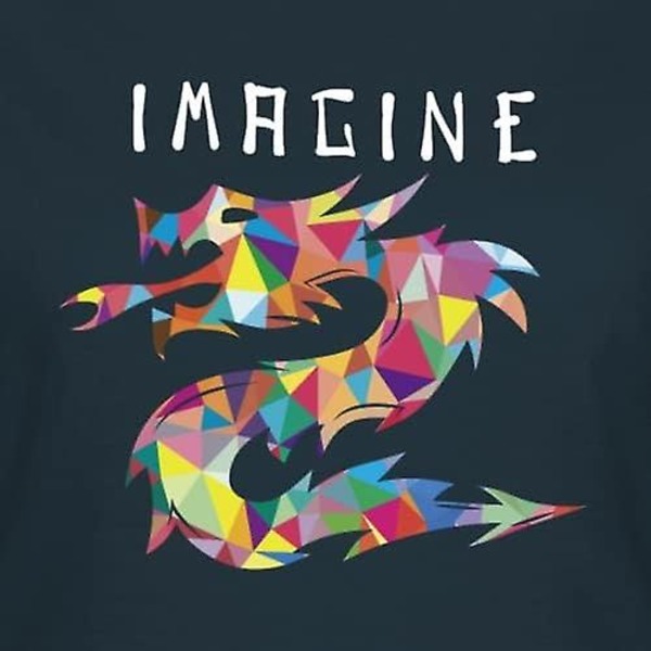 Imagine Fantasy Dragon Tattoo Style Design Naisten T-paita Navy XXL
